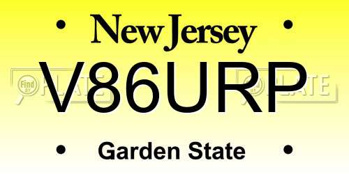 V86URP New Jersey License Plate