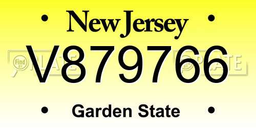 V879766 New Jersey License Plate