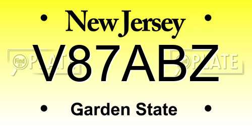V87ABZ New Jersey License Plate