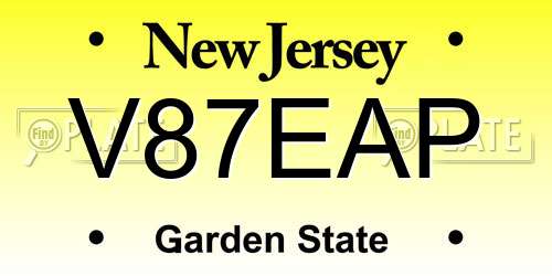 V87EAP New Jersey License Plate