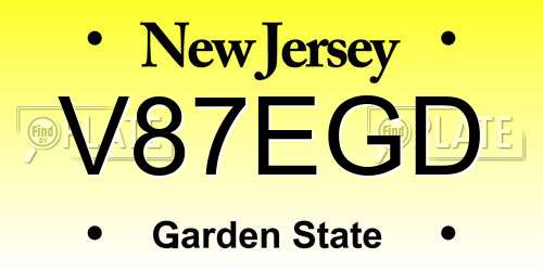 V87EGD New Jersey License Plate