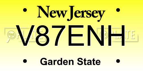 V87ENH New Jersey License Plate