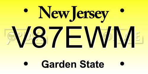 V87EWM New Jersey License Plate