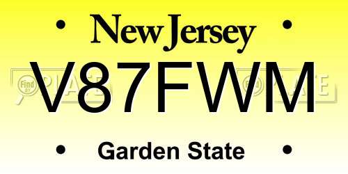 V87FWM New Jersey License Plate