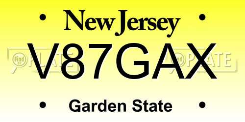 V87GAX New Jersey License Plate