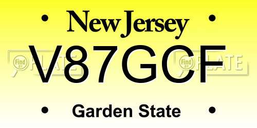 V87GCF New Jersey License Plate