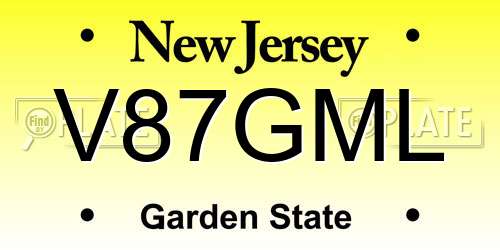 V87GML New Jersey License Plate