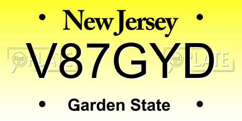 V87GYD New Jersey License Plate
