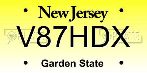 V87HDX New Jersey License Plate