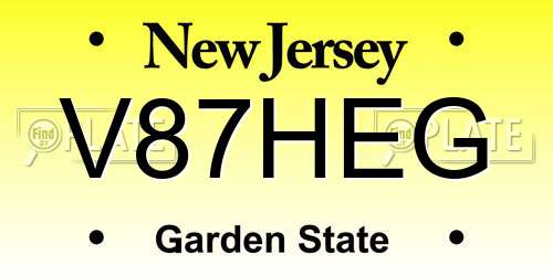 V87HEG New Jersey License Plate