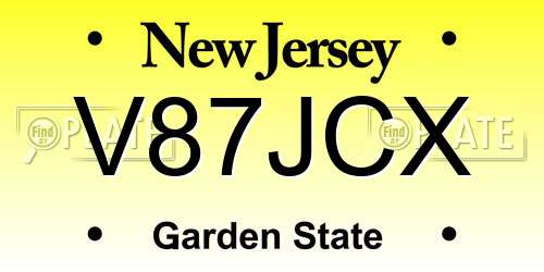 V87JCX New Jersey License Plate