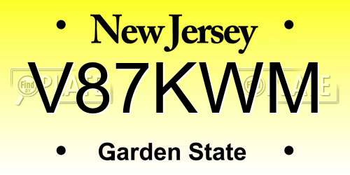 V87KWM New Jersey License Plate