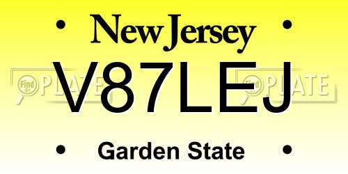 V87LEJ New Jersey License Plate