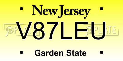 V87LEU New Jersey License Plate