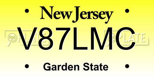V87LMC New Jersey License Plate