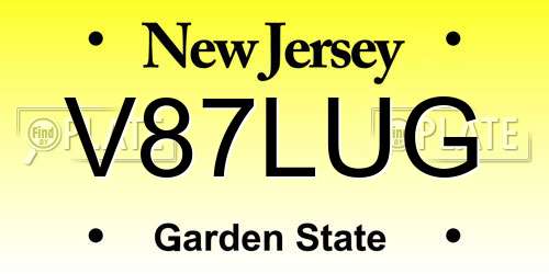 V87LUG New Jersey License Plate