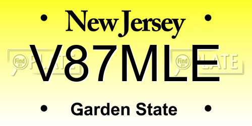 V87MLE New Jersey License Plate