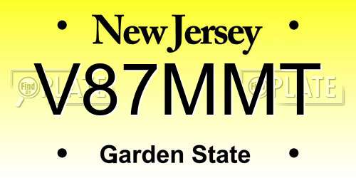 V87MMT New Jersey License Plate
