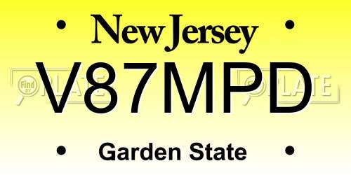 V87MPD New Jersey License Plate