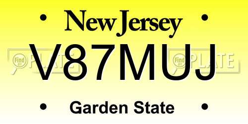 V87MUJ New Jersey License Plate