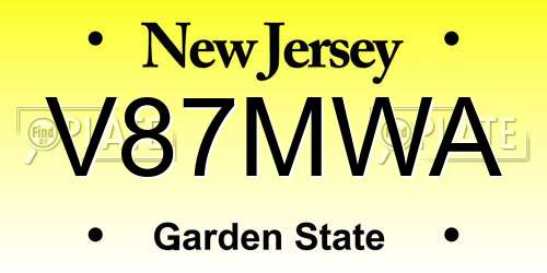 V87MWA New Jersey License Plate
