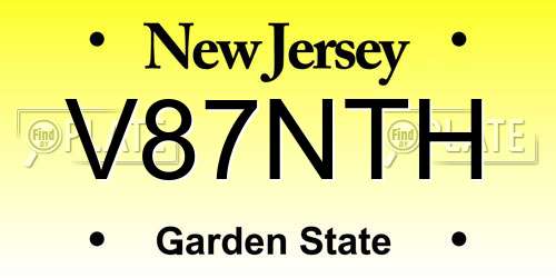 V87NTH New Jersey License Plate