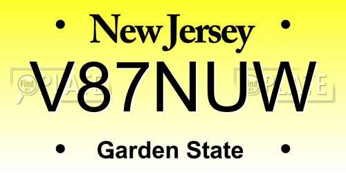 V87NUW New Jersey License Plate