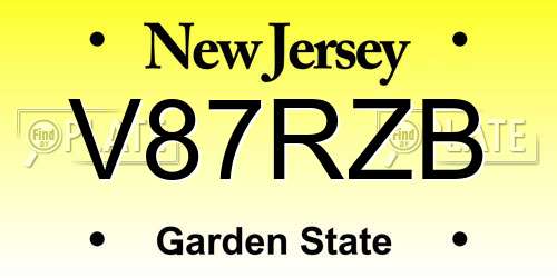 V87RZB New Jersey License Plate