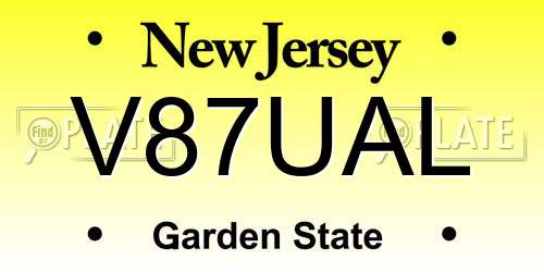V87UAL New Jersey License Plate