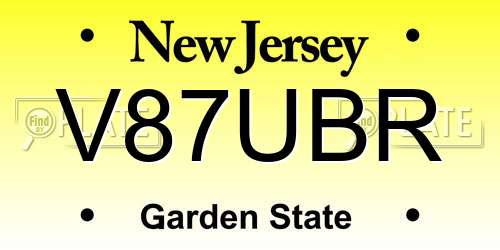 V87UBR New Jersey License Plate