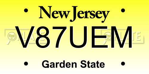V87UEM New Jersey License Plate