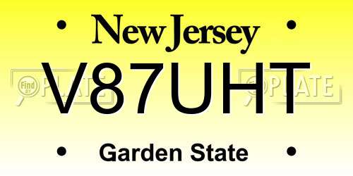 V87UHT New Jersey License Plate