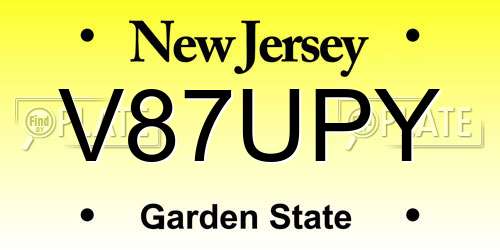 V87UPY New Jersey License Plate