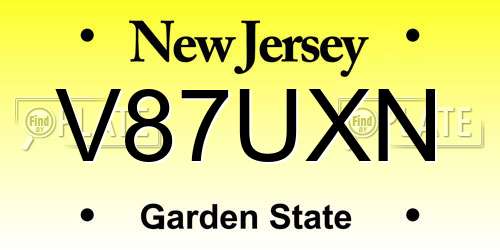 V87UXN New Jersey License Plate