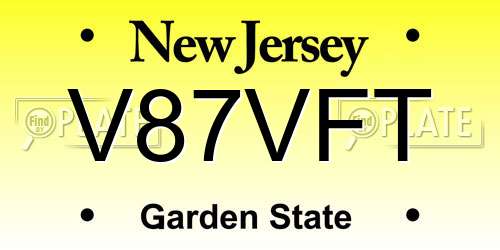 V87VFT New Jersey License Plate