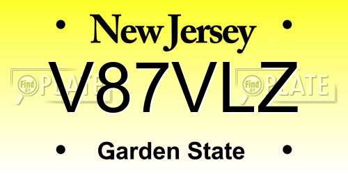 V87VLZ New Jersey License Plate