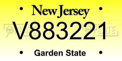 V883221 New Jersey License Plate