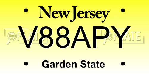 V88APY New Jersey License Plate