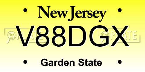 V88DGX New Jersey License Plate