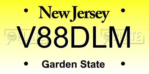 V88DLM New Jersey License Plate