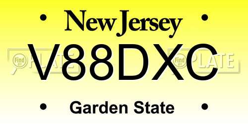 V88DXC New Jersey License Plate