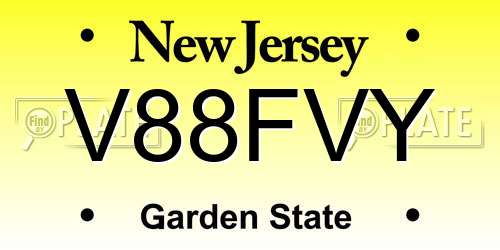 V88FVY New Jersey License Plate