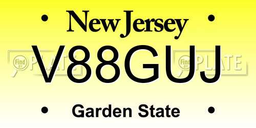 V88GUJ New Jersey License Plate