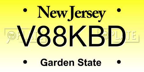 V88KBD New Jersey License Plate