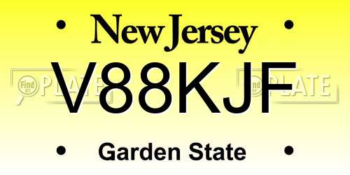 V88KJF New Jersey License Plate