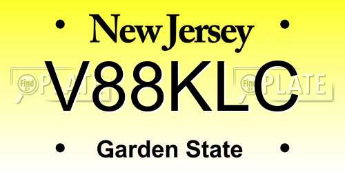 V88KLC New Jersey License Plate