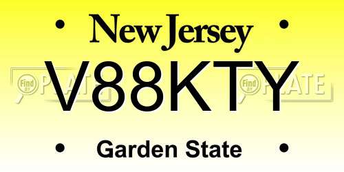 V88KTY New Jersey License Plate