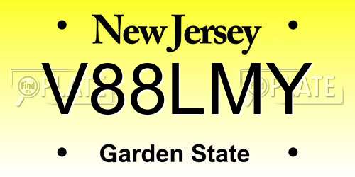 V88LMY New Jersey License Plate