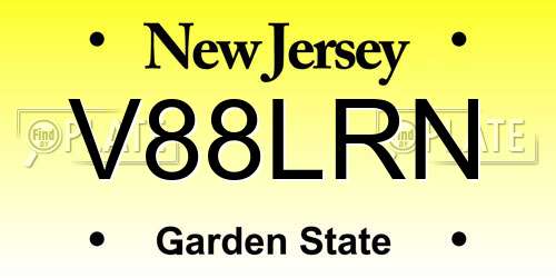 V88LRN New Jersey License Plate