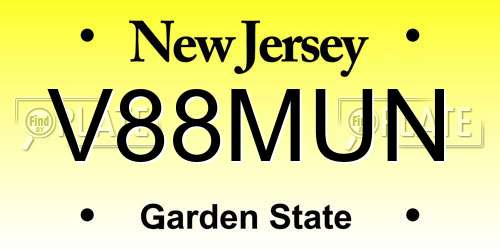 V88MUN New Jersey License Plate